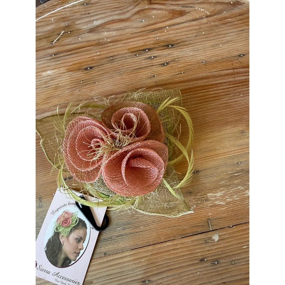 Sierra Accessories Straw Floral Fascinator Hair‎ Clip Headpiece